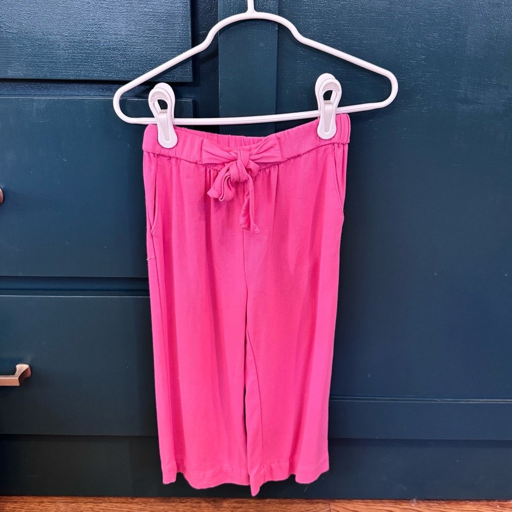 Girls Pink Flowy Cropped Pants